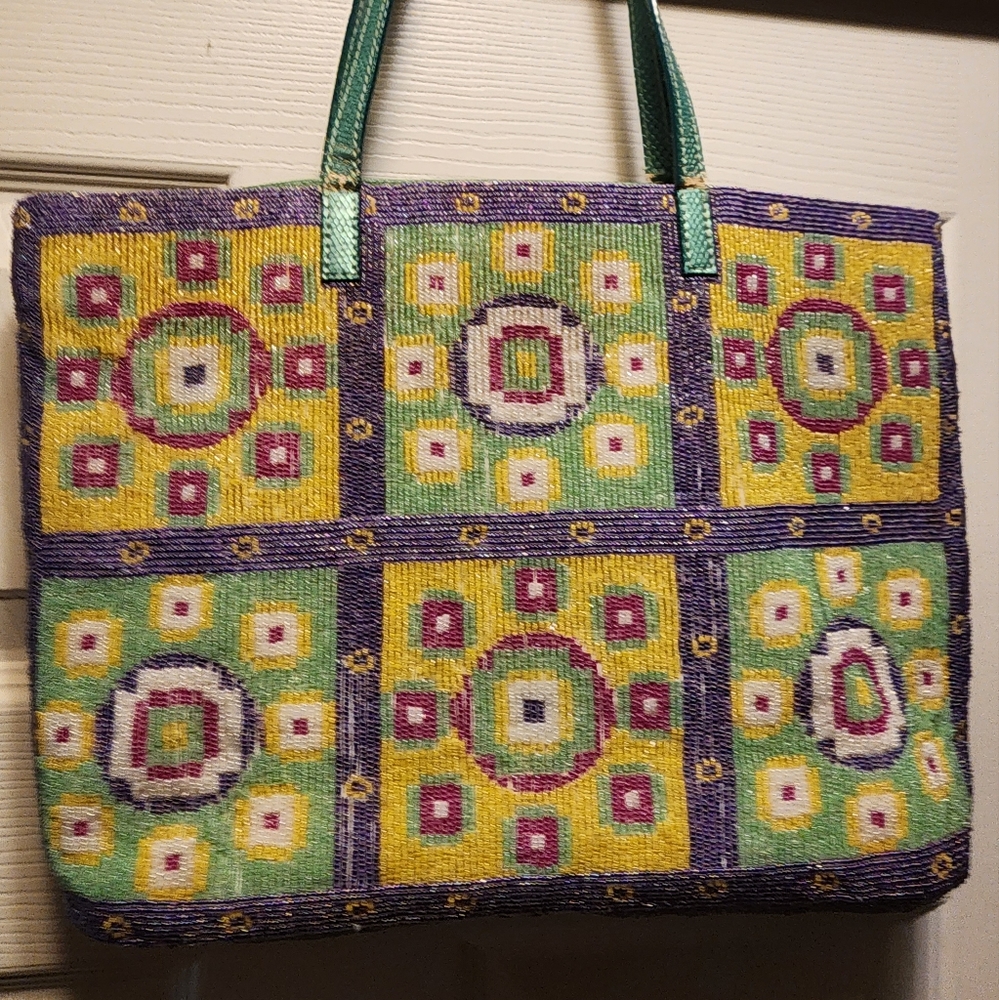 Just in time for Spring, Vintage Fendi, glass, beaded, pastel colored Tote.